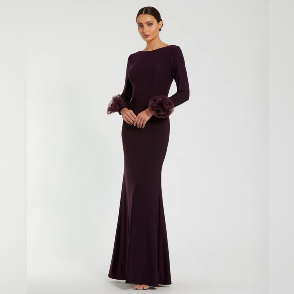 Mac Duggal Purple Long Sleeve Gown for Weddings
